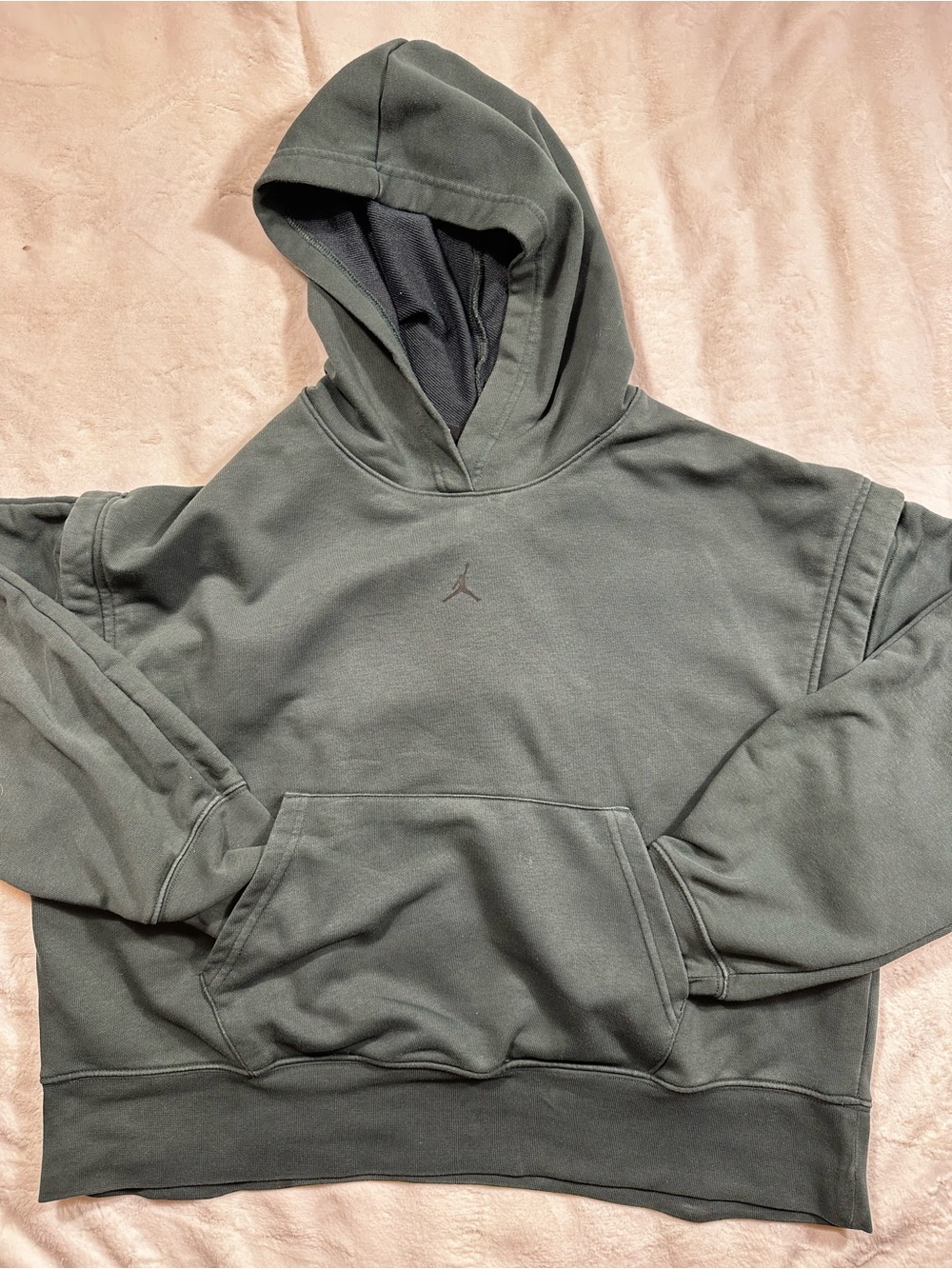Jordan youth medium Pullover convertible vest Hoodie - Green